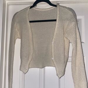 SHEIN knot cropped off white cardigan Large